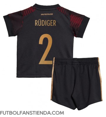 Alemania Antonio Rudiger #2 Segunda Equipación Niños Mundial 2022 Manga Corta (+ Pantalones cortos)